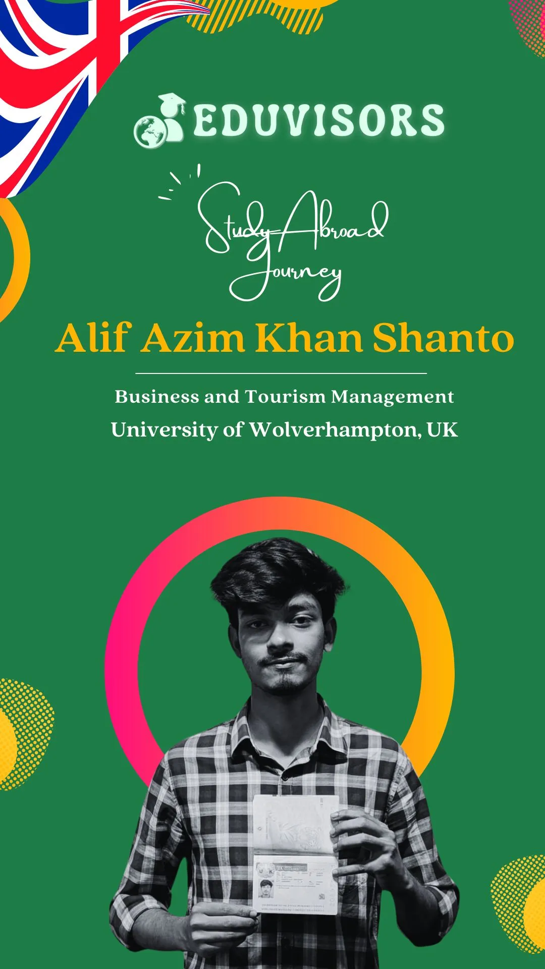 Congratulations to Alif Azim Khan Shanto on receiving his Visa Grant!