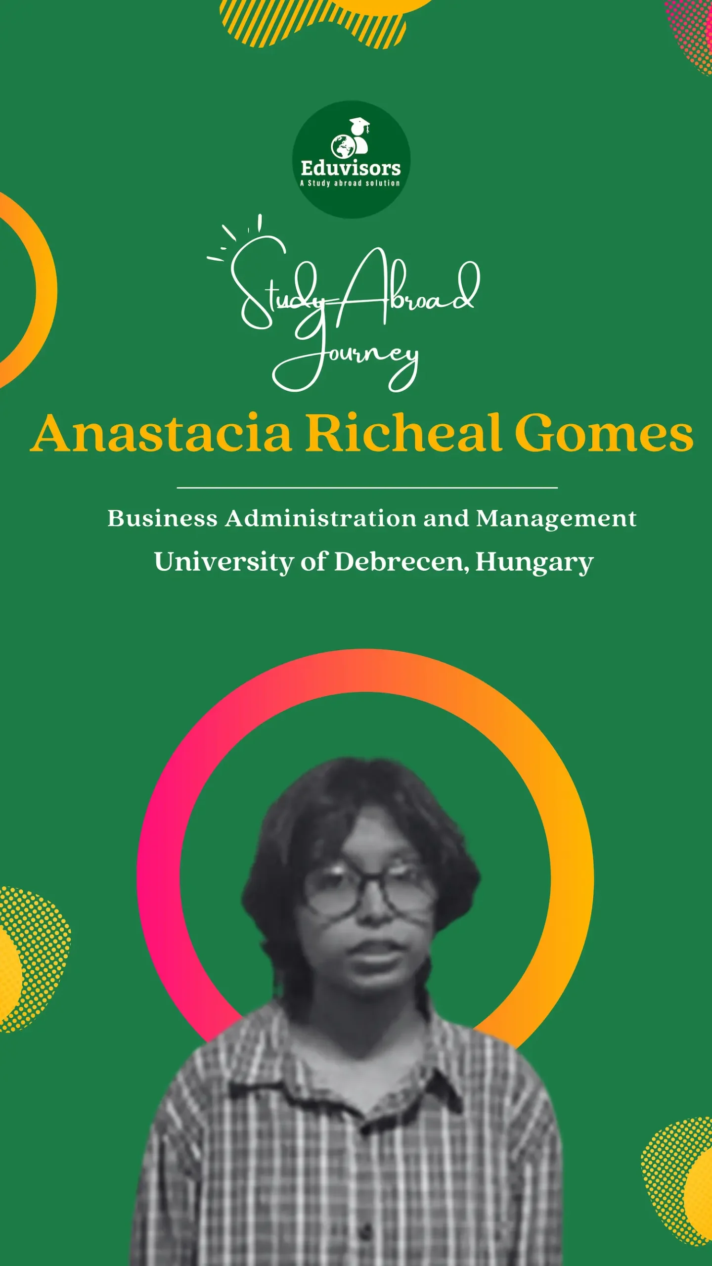 Anastacia Richeal Gomes successful journey to the Hungary