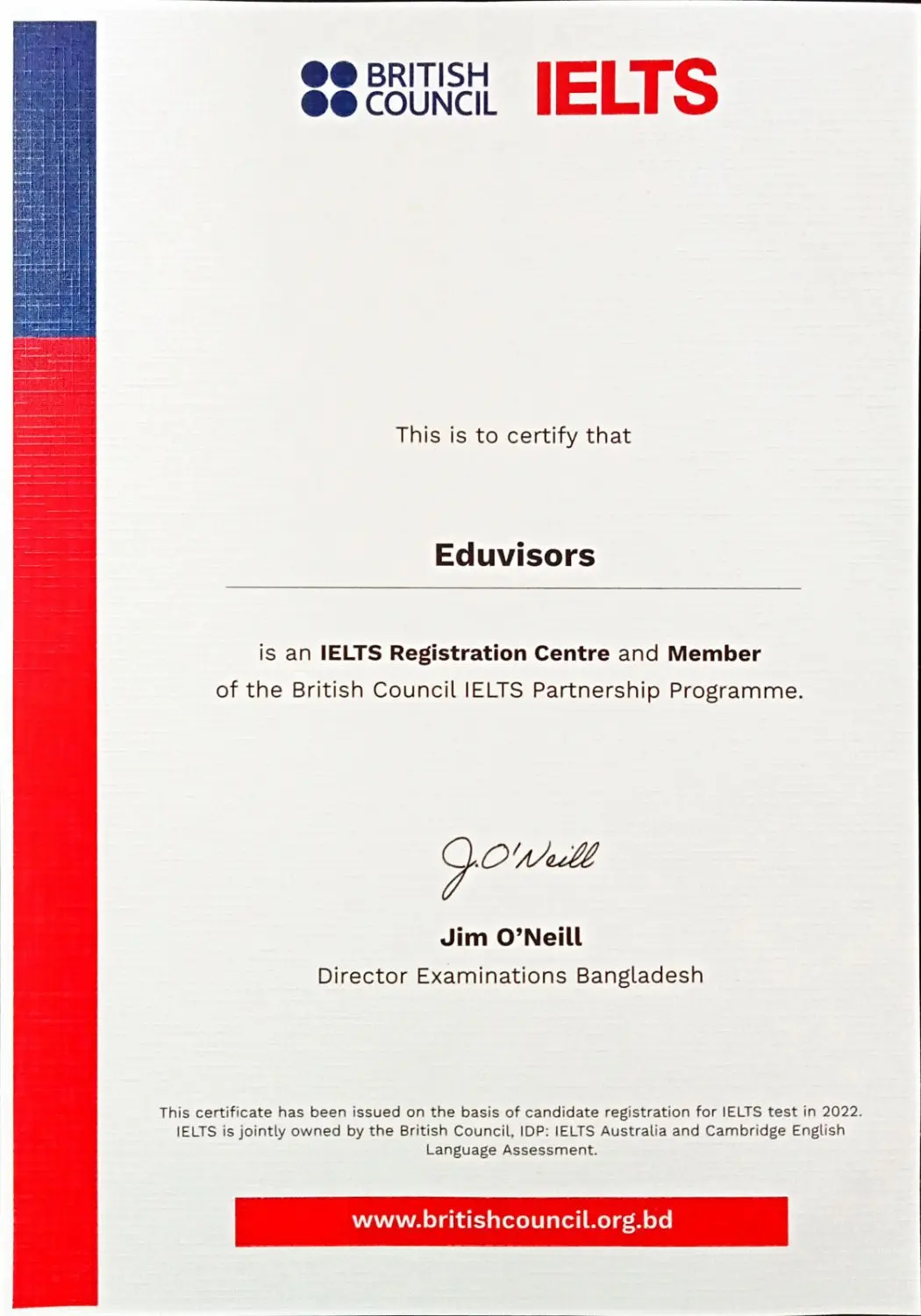 British Council Certified Agency Certificate